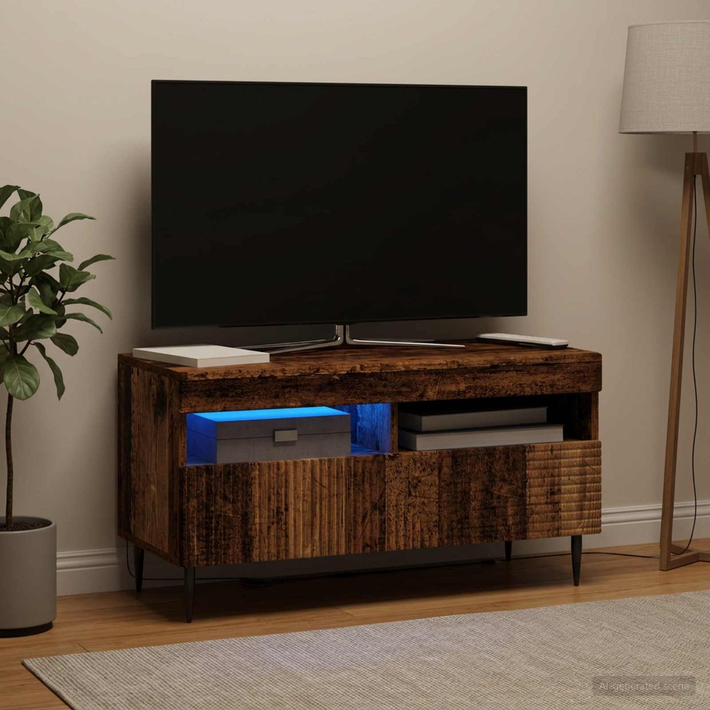 LED TV Cabinet Old Wood Engineered Wood