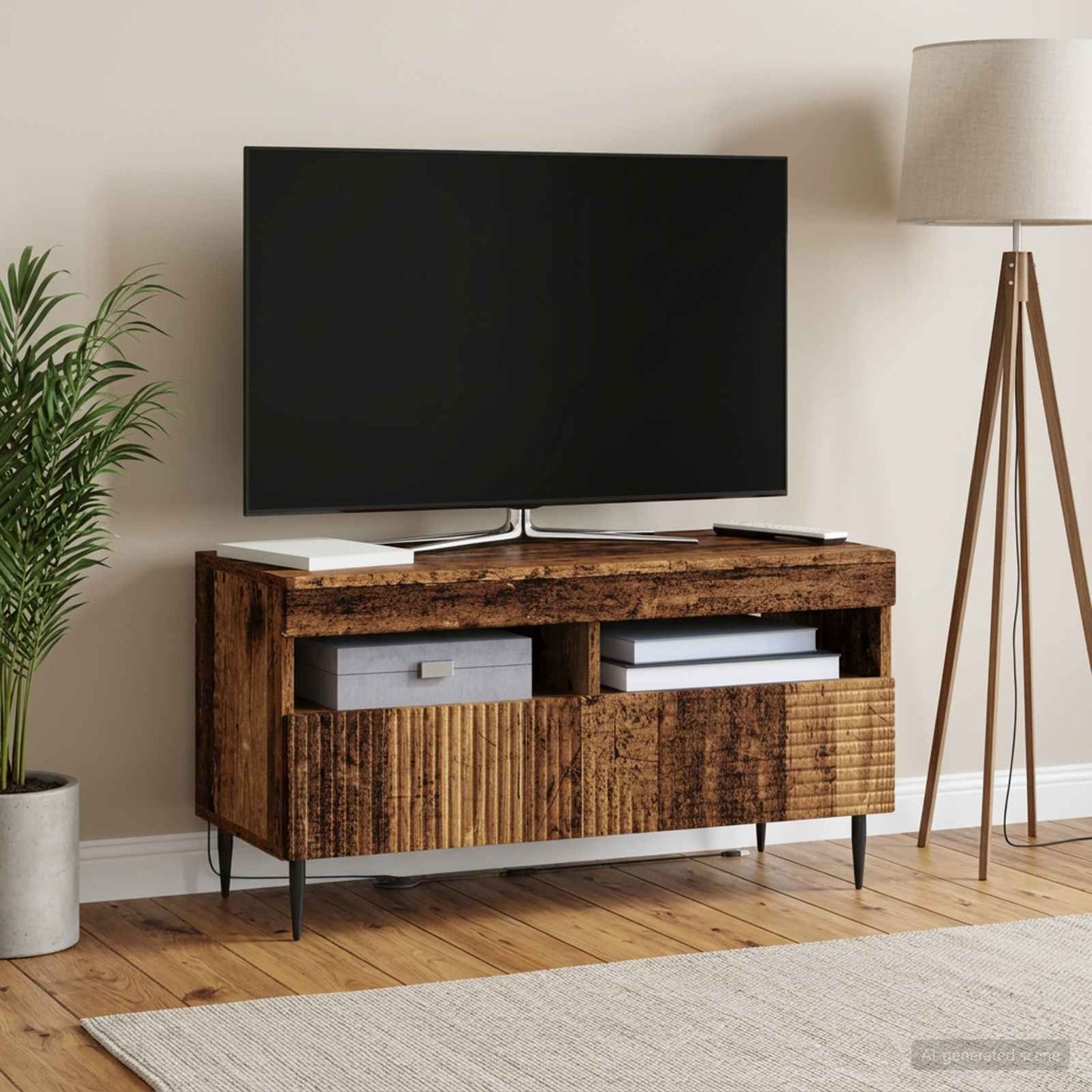 LED TV Cabinet Old Wood Engineered Wood