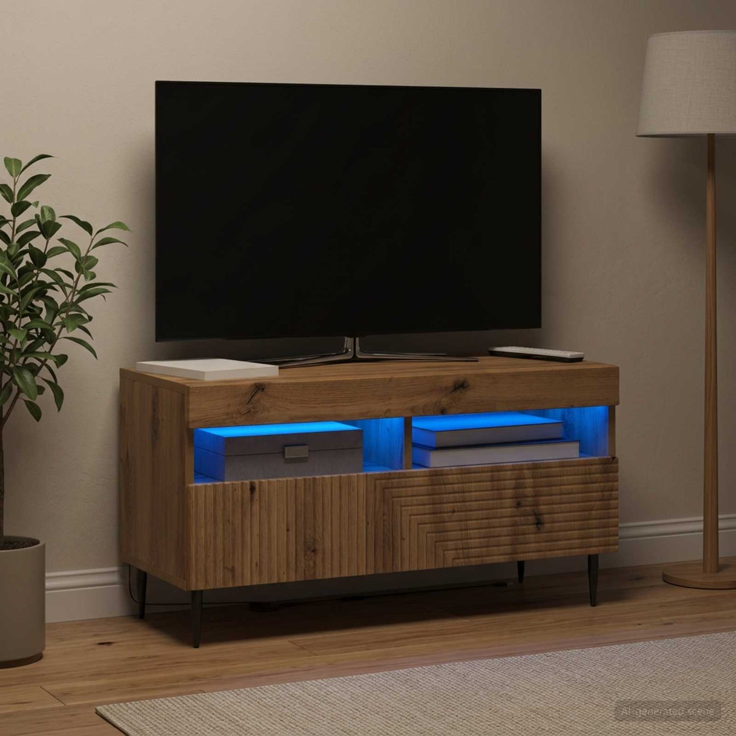 LED TV Cabinet Artisan Oak Engineered Wood