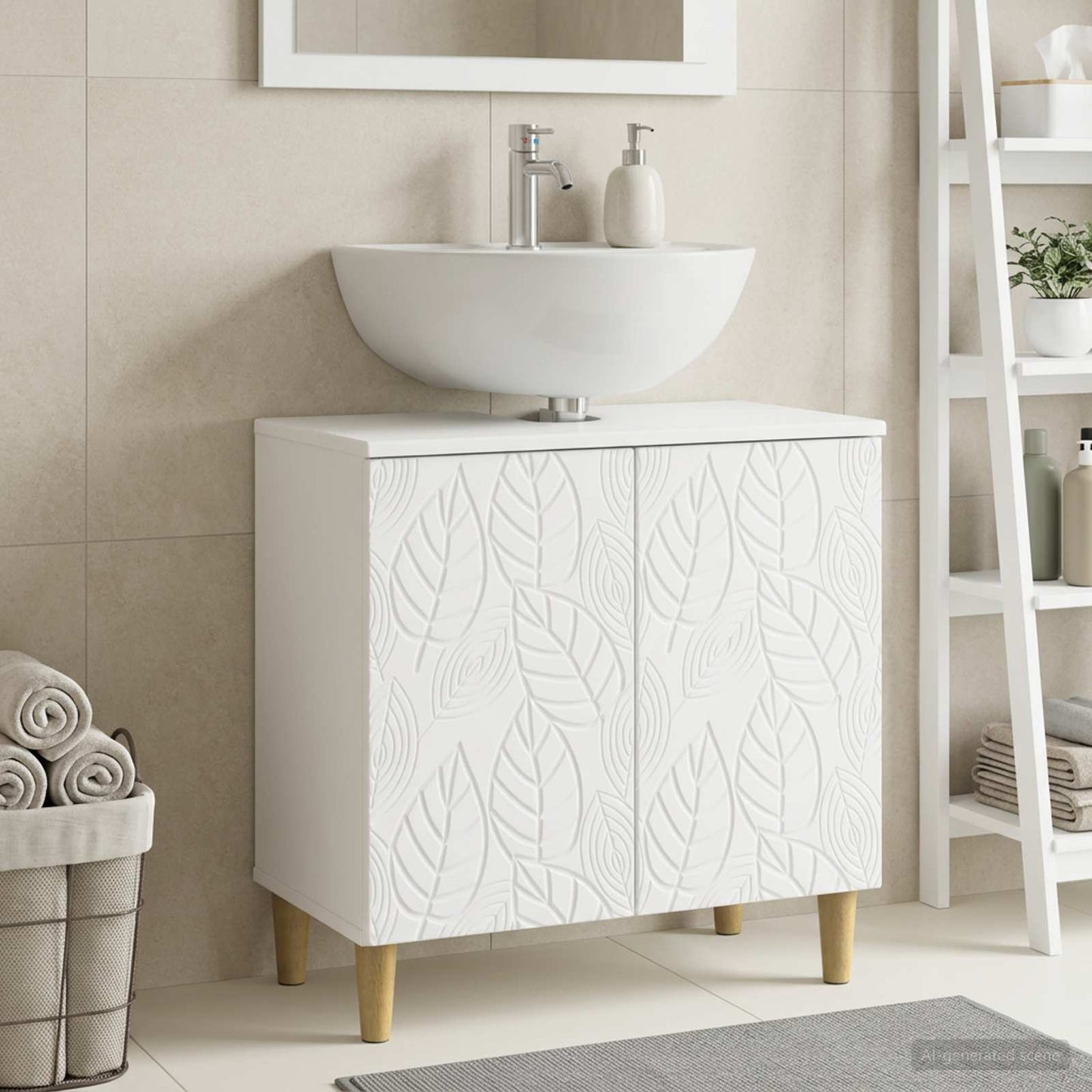 Bathroom Sink Cabinet DELFT White 59.5 x 31.5x 59 cm
