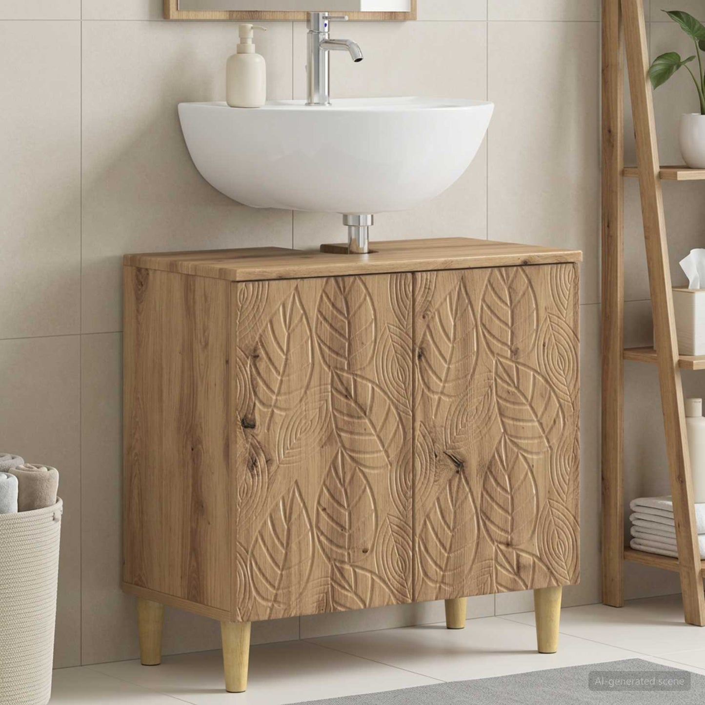 Bathroom Sink Cabinet DELFT Artisan Oak 59.5 x 31.5x 59 cm