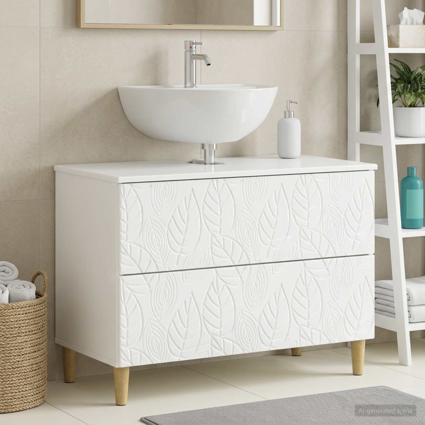 Bathroom Sink Cabinet DELFT High Gloss White 82 x 41x 59 cm