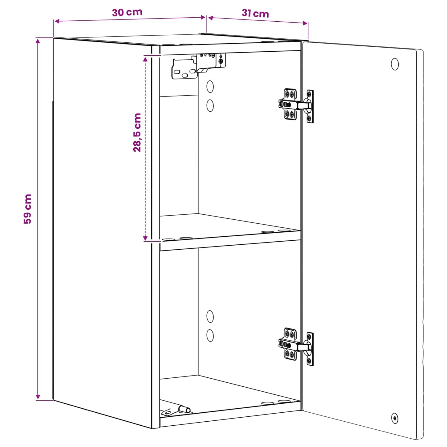 Bathroom Wall Cabinet DELFT High Gloss White 30 x 31 x 59 cm