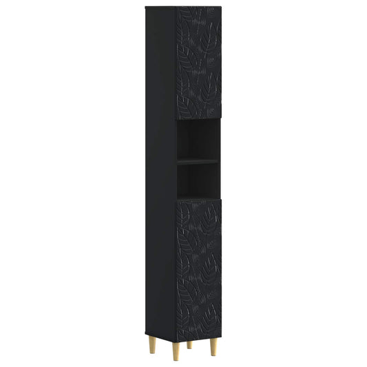 Bathroom Cabinet with Open Shelf DELFT Black 30 x 31 x 190 cm