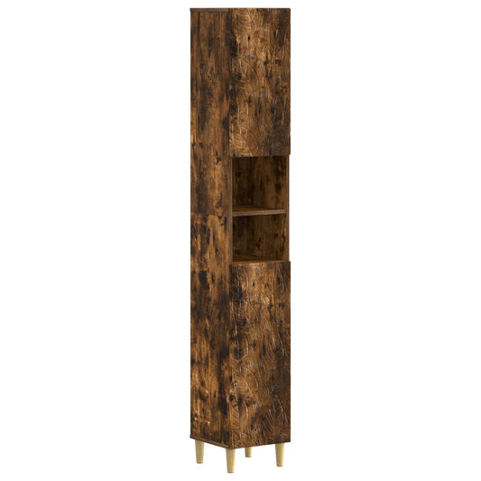 Bathroom Cabinet with Open Shelf DELFT Smoked Oak