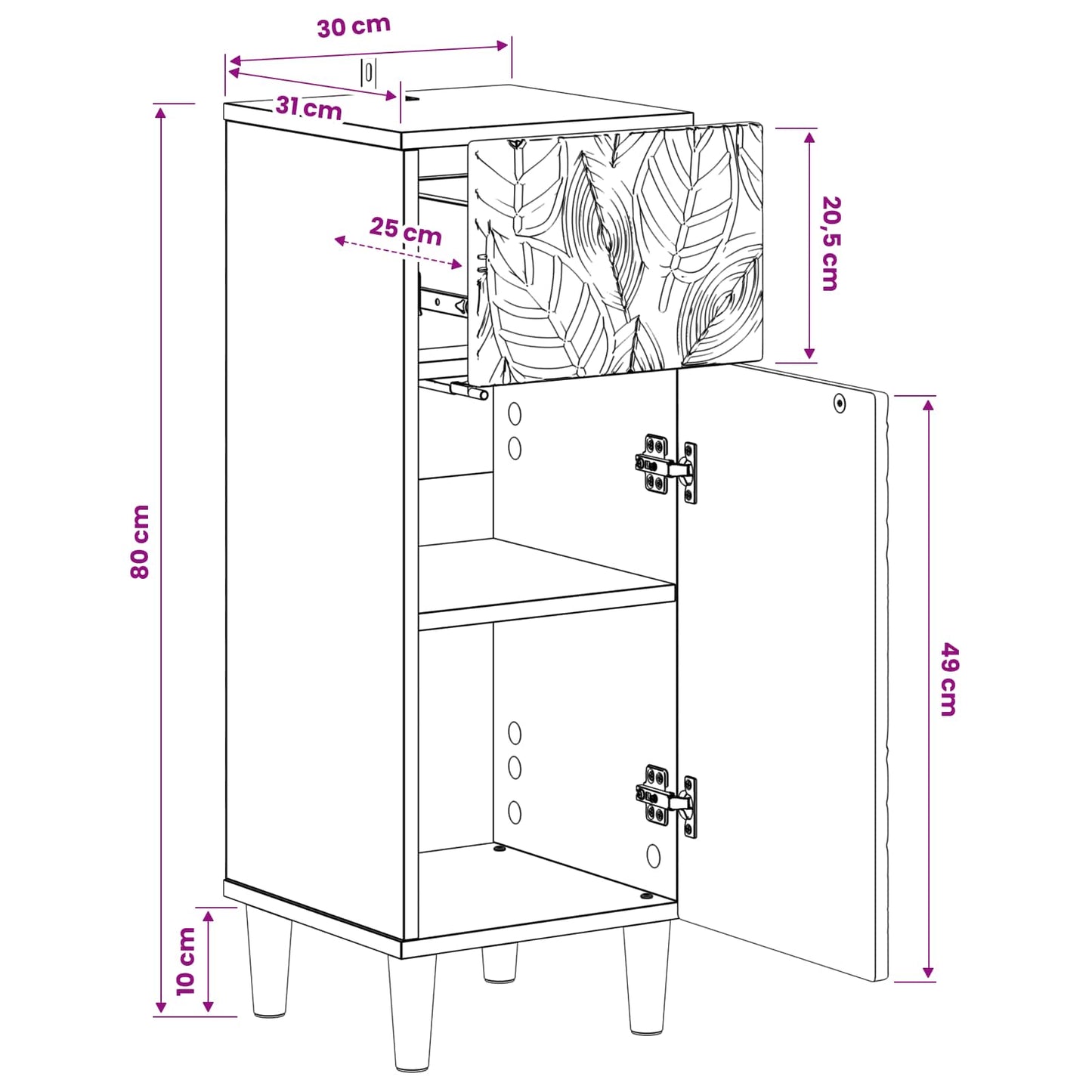 Bathroom Storage Cainet DELFT White 30 x 31 x 80 cm