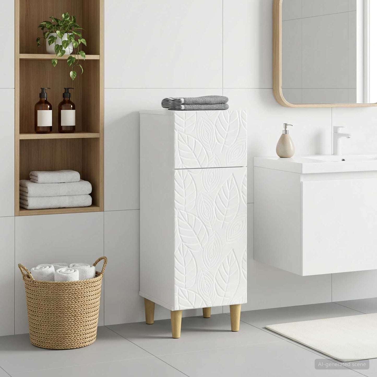 Bathroom Storage Cainet DELFT High Gloss White 30 x 31 x 80 cm