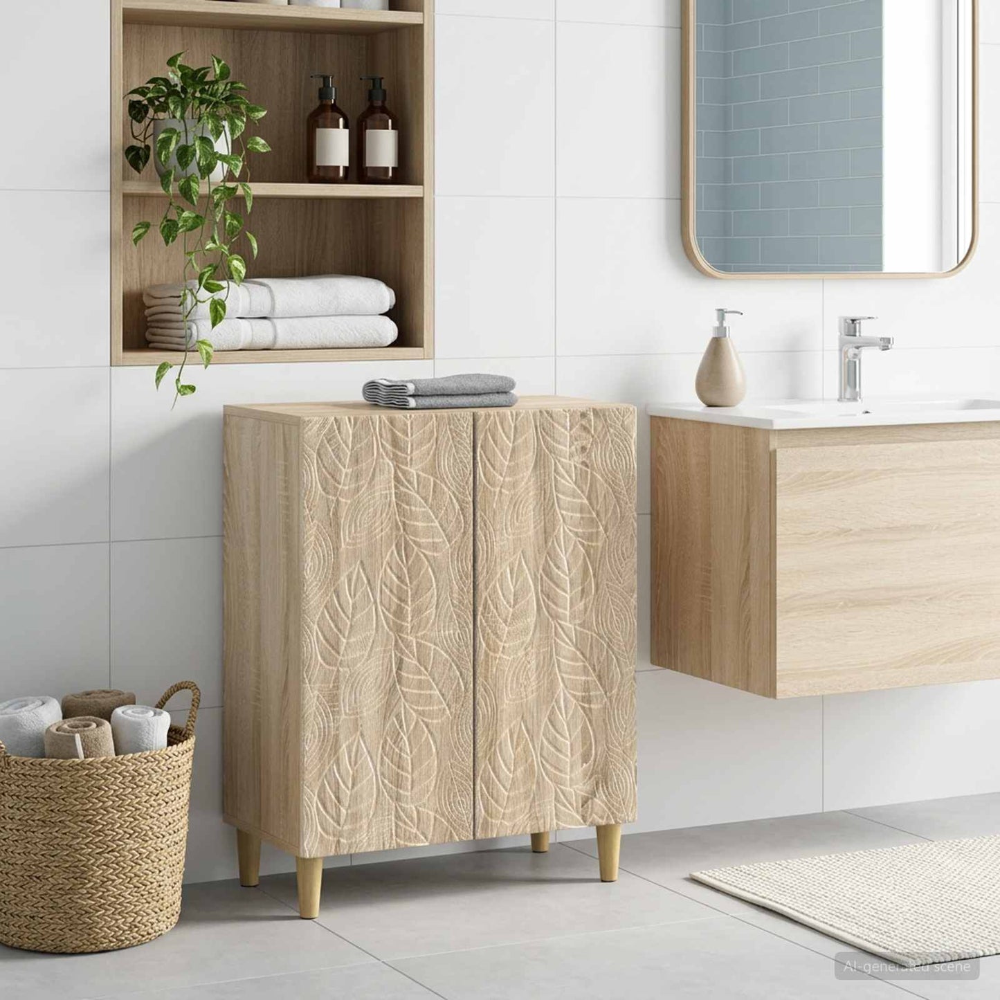 Bathroom Storage Cainet DELFT Sonoma Oak 59.5 x 31 x 80 cm
