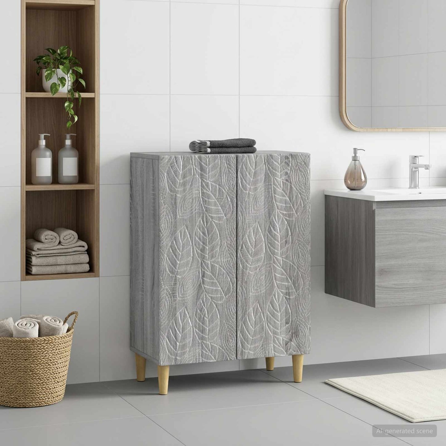 Bathroom Storage Cainet DELFT Grey Sonoma 59.5 x 31 x 80 cm