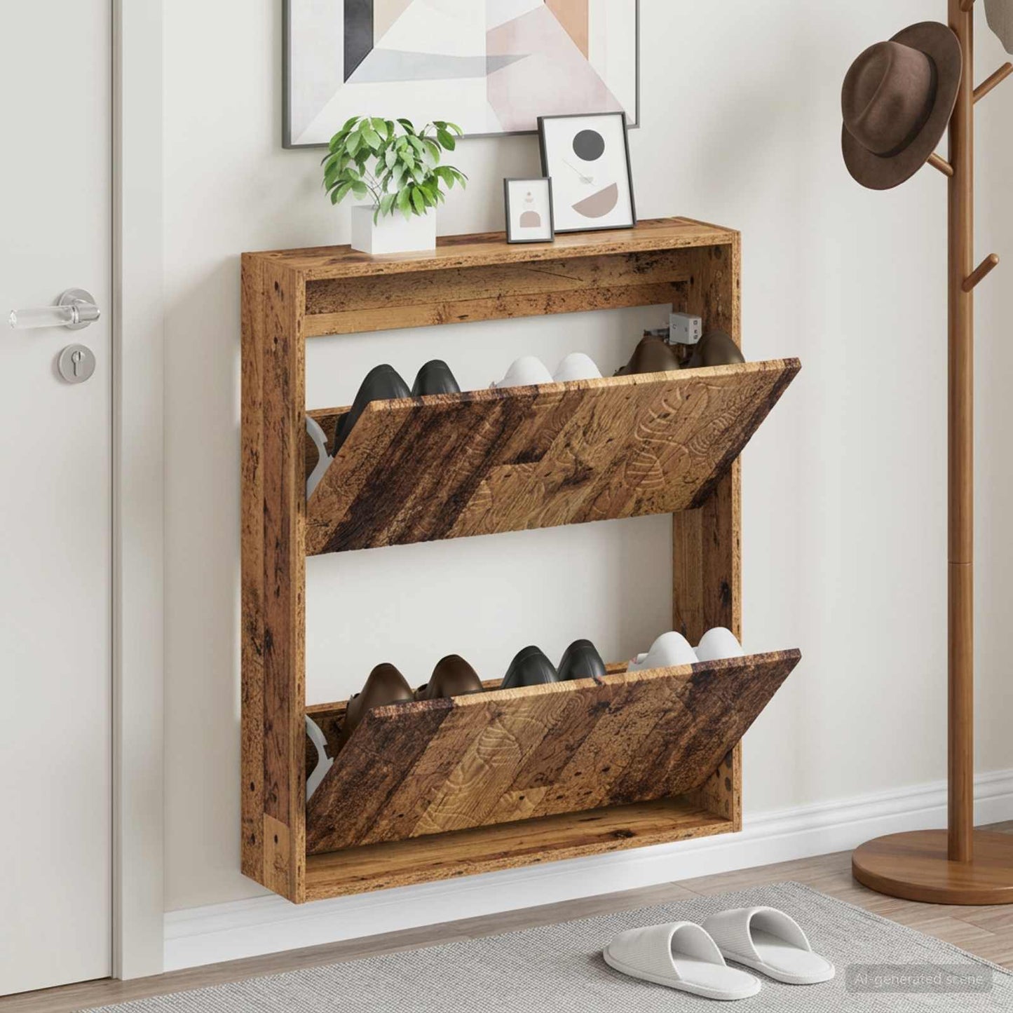 Wall-Mounted Shoe Cabinet DELFT 71 x 17 x 86 cm Engineered Wood