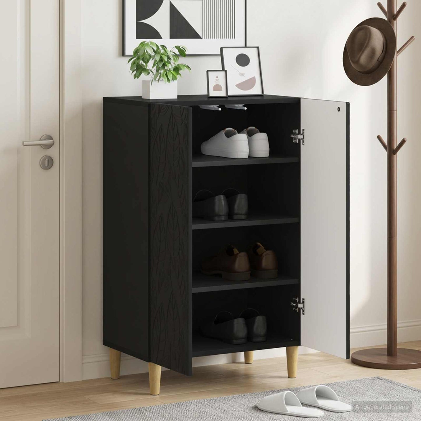 Shoe Cabinet DELFT 59.5 x 39.5 x 90 cm Engineered Wood Black