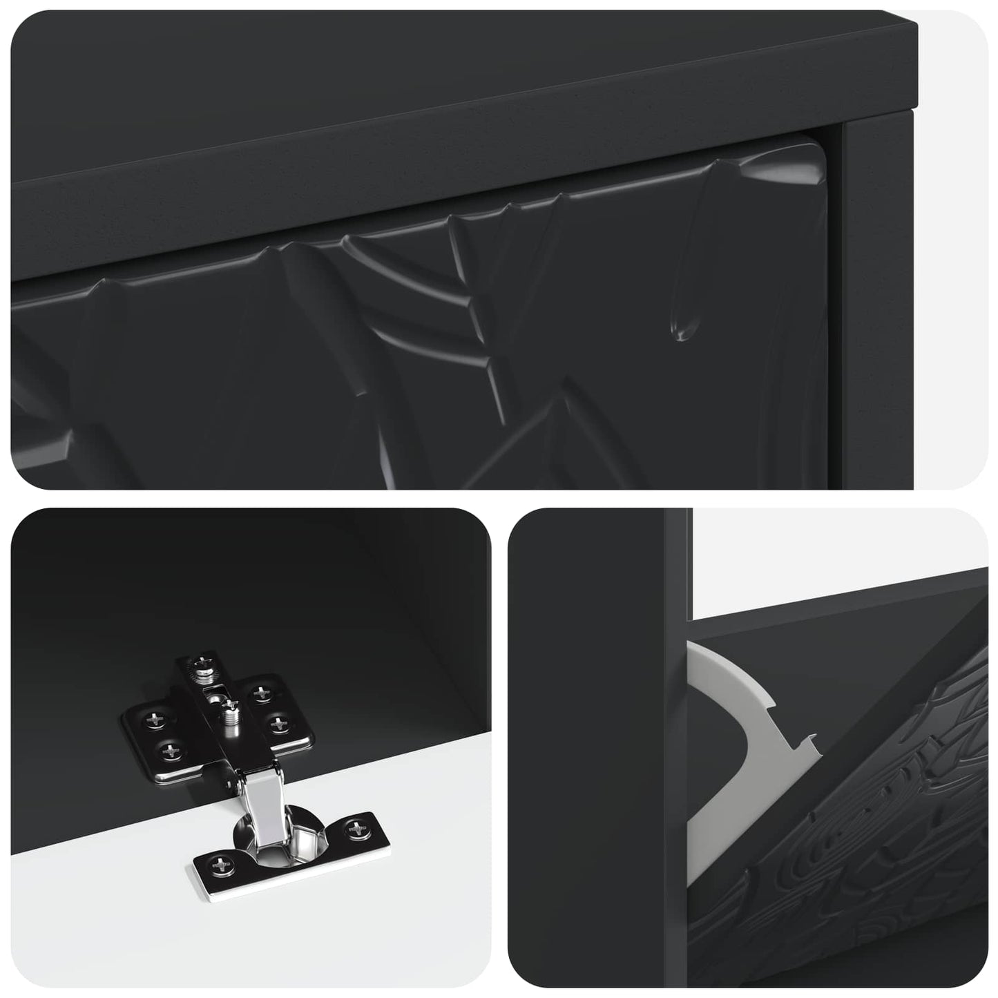 Shoe Cabinet DELFT 78 x 24 x 103 cm Engineered Wood Black