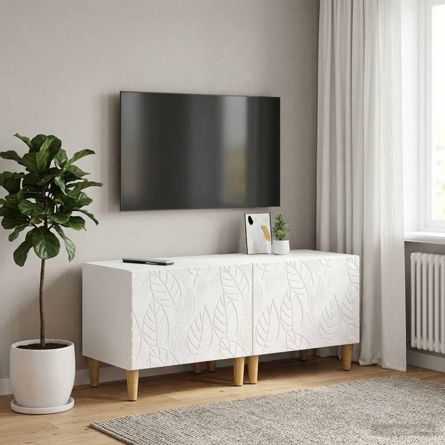 TV Cabinet White Engineered Wood