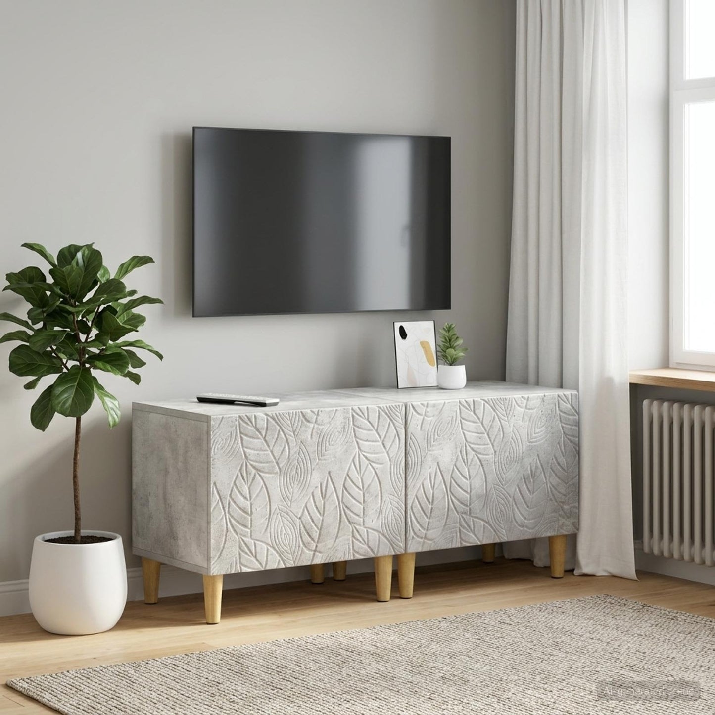 TV Cabinet Concrete Grey Engineered Wood