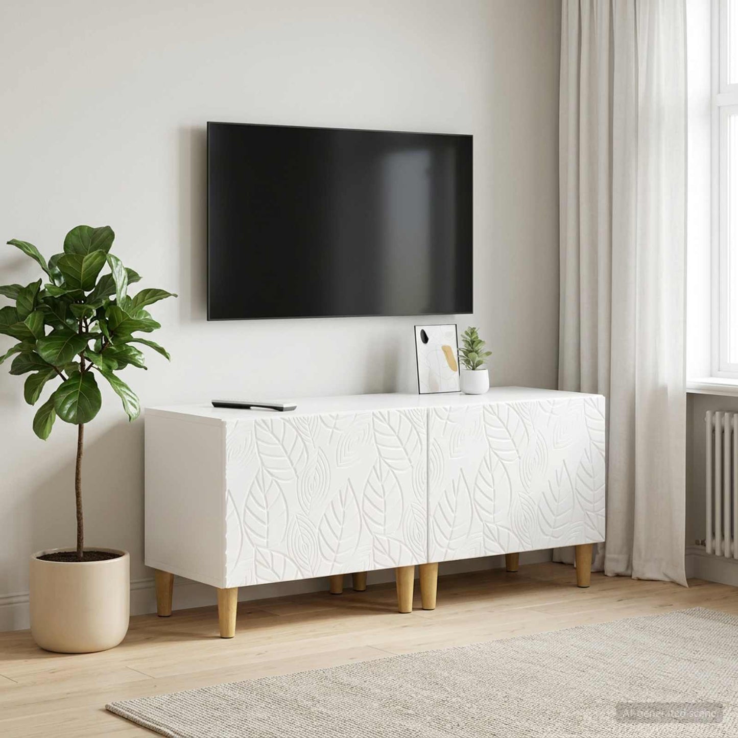 TV Cabinet High Gloss White Engineered Wood