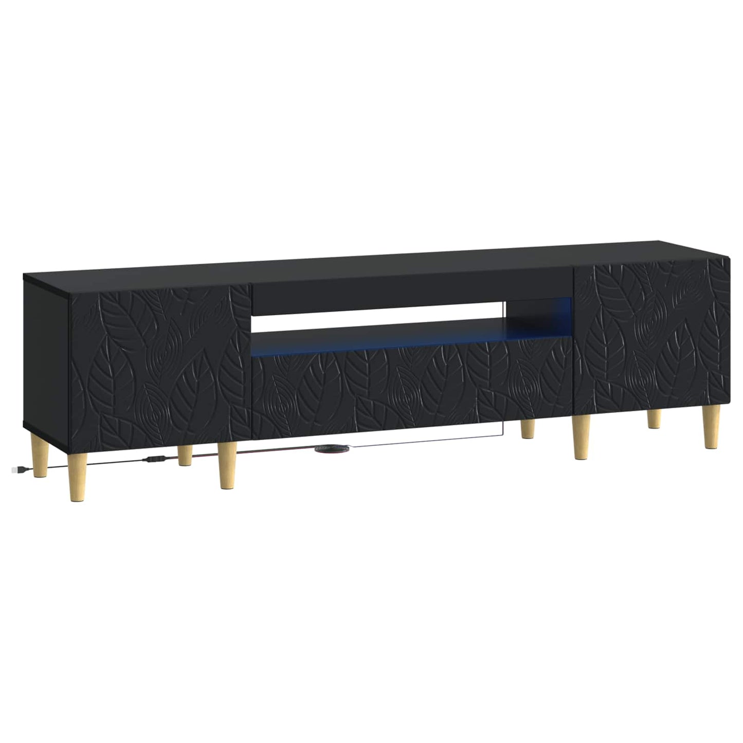 LED TV Cabinet Black Engineered Wood