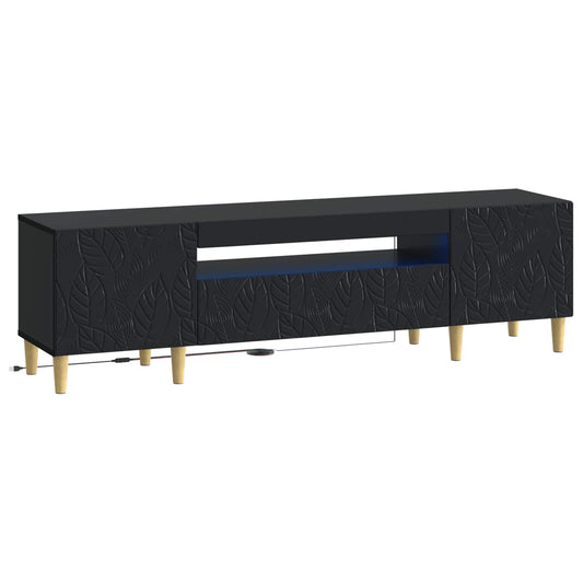 LED TV Cabinet Black Engineered Wood