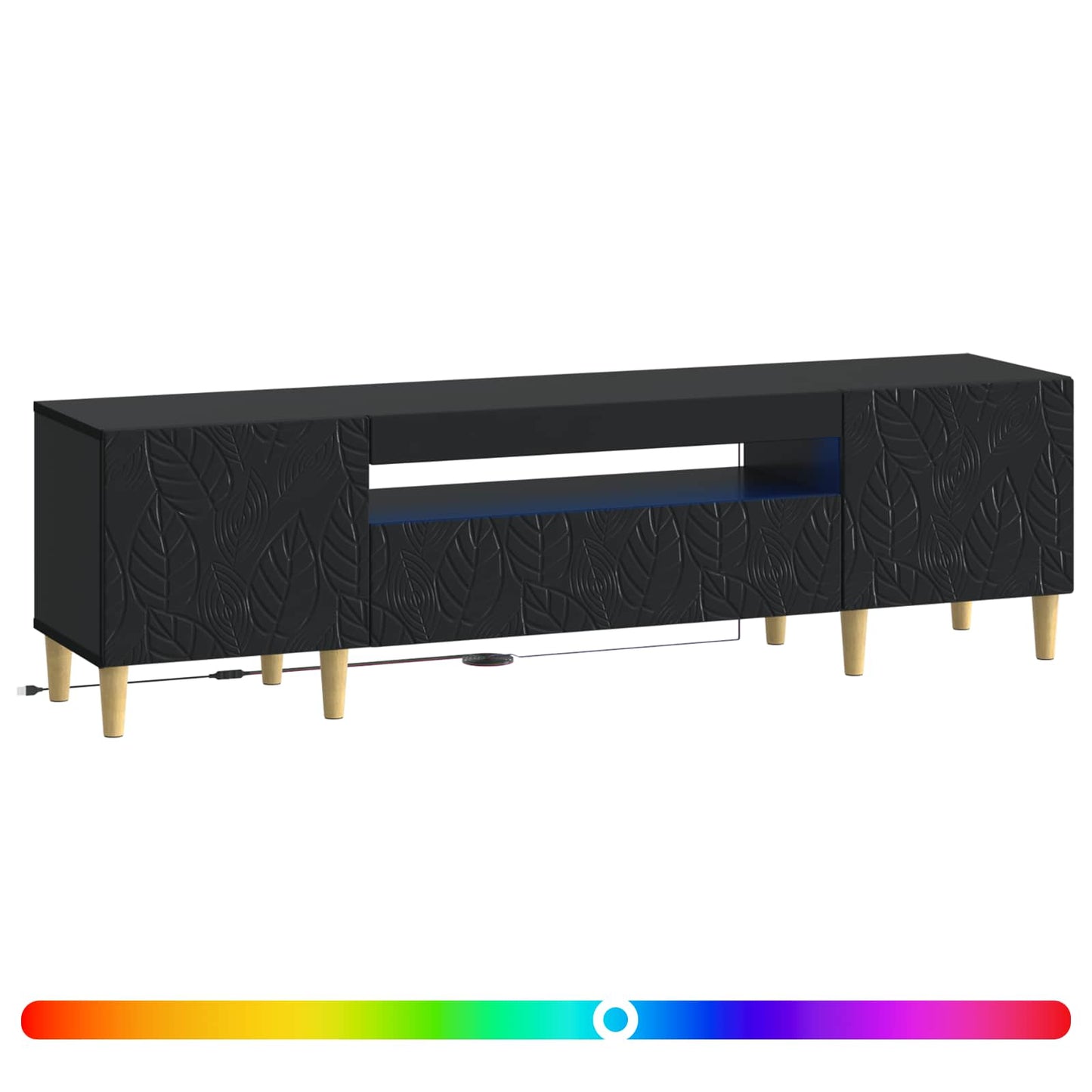 LED TV Cabinet Black Engineered Wood