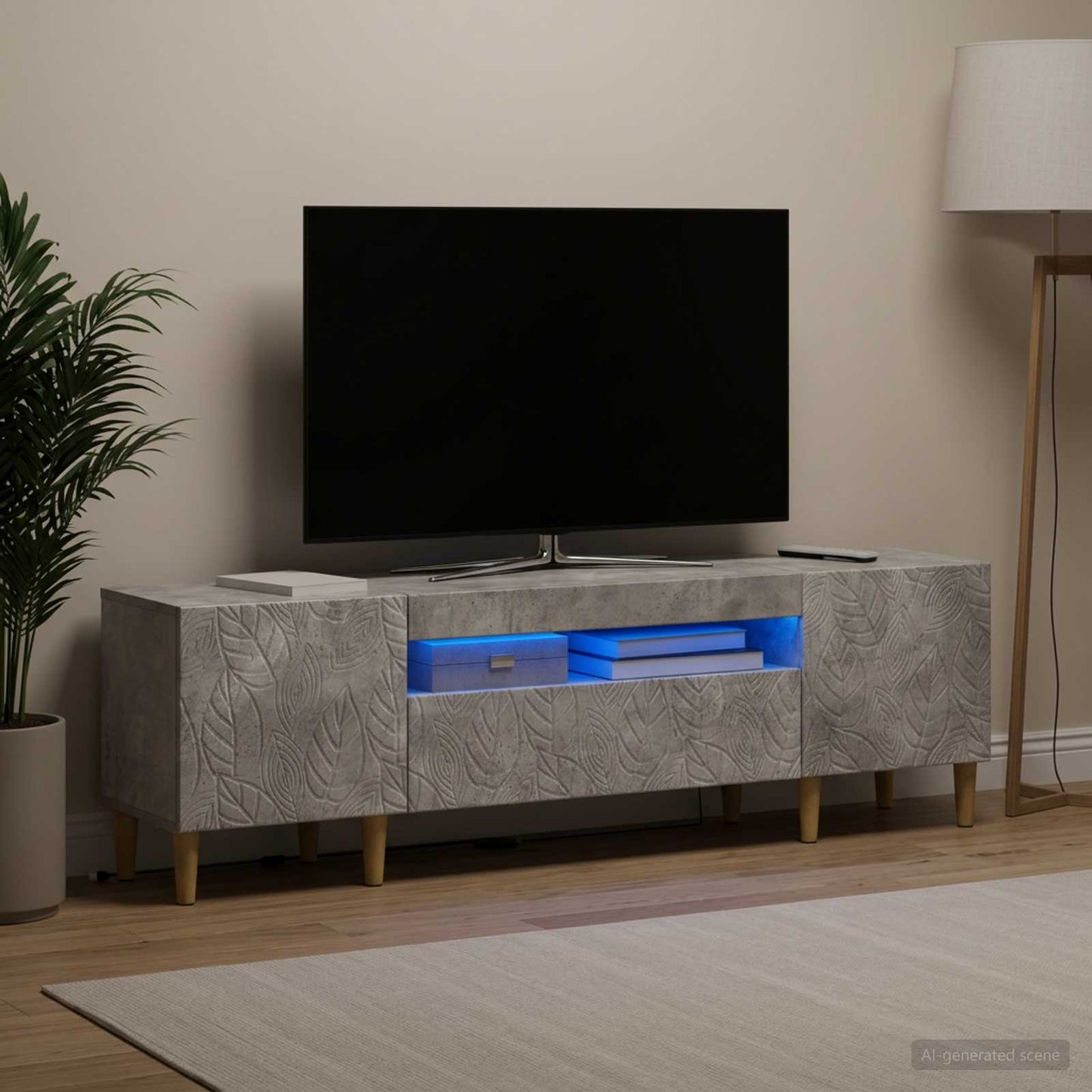 LED TV Cabinet Concrete Grey Engineered Wood