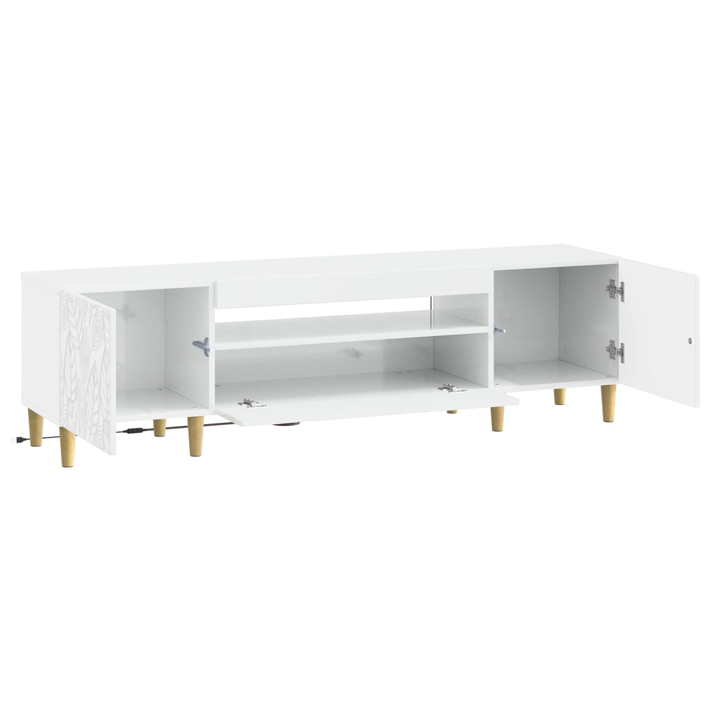 LED TV Cabinet High Gloss White Engineered Wood