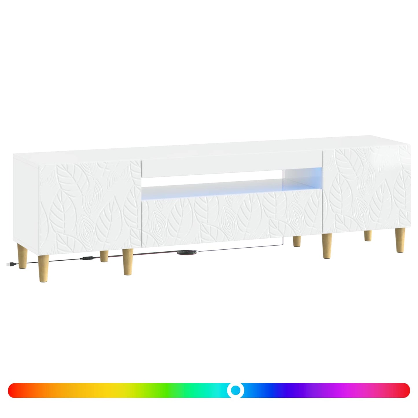 LED TV Cabinet High Gloss White Engineered Wood