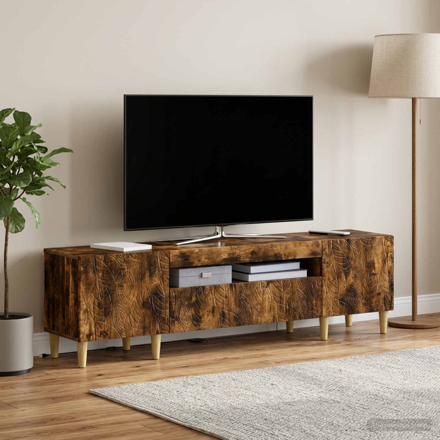 LED TV Cabinet Smoked Oak Engineered Wood