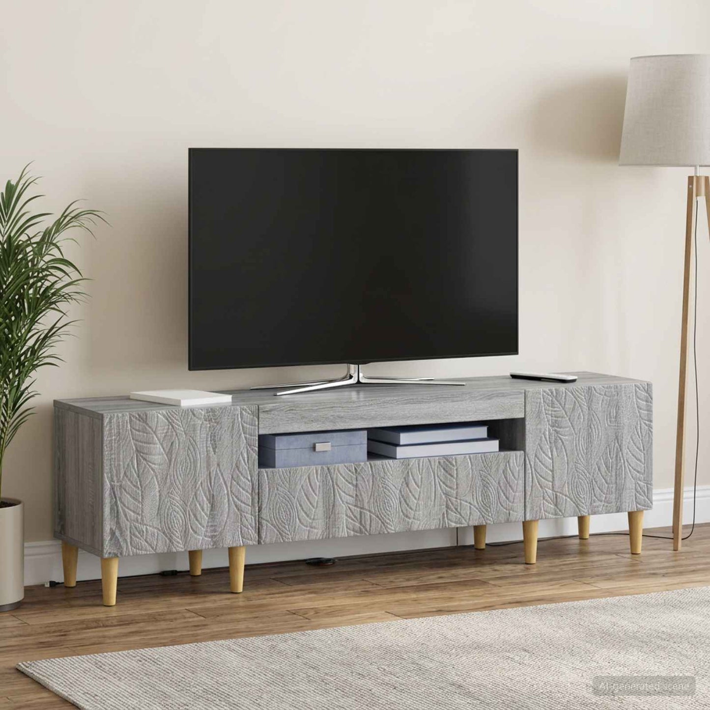 LED TV Cabinet Grey Sonoma Engineered Wood