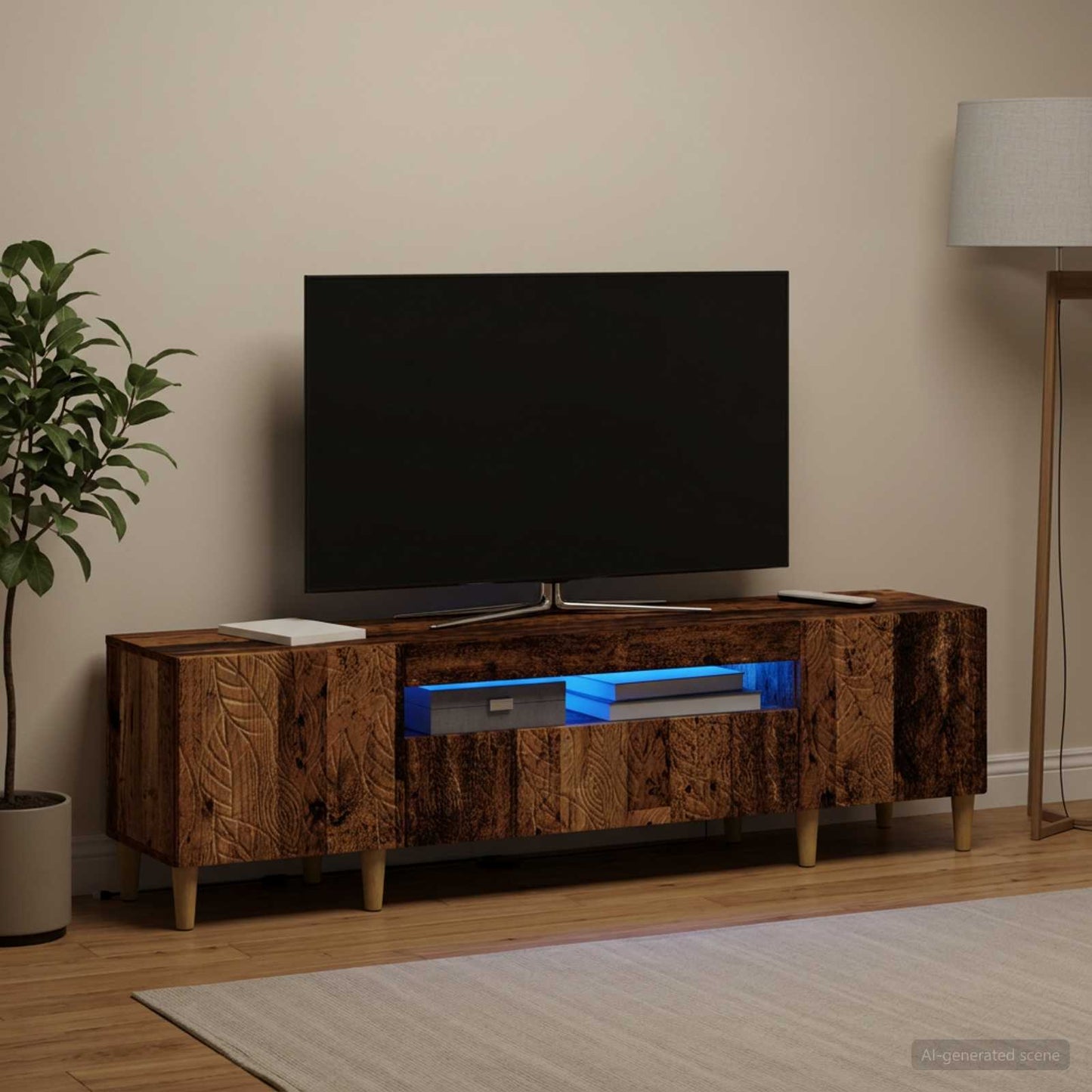 LED TV Cabinet Old Wood Engineered Wood