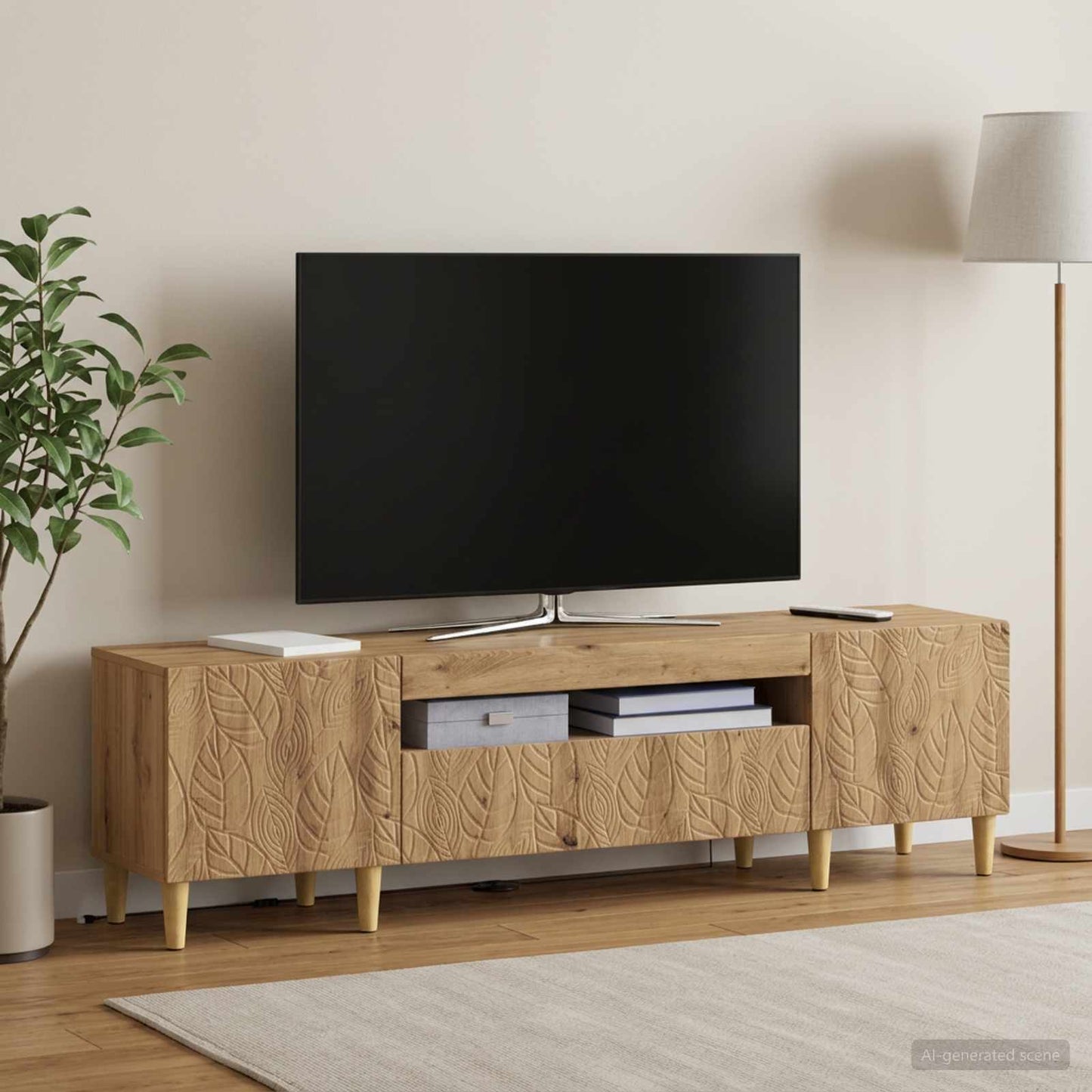 LED TV Cabinet Artisan Oak Engineered Wood