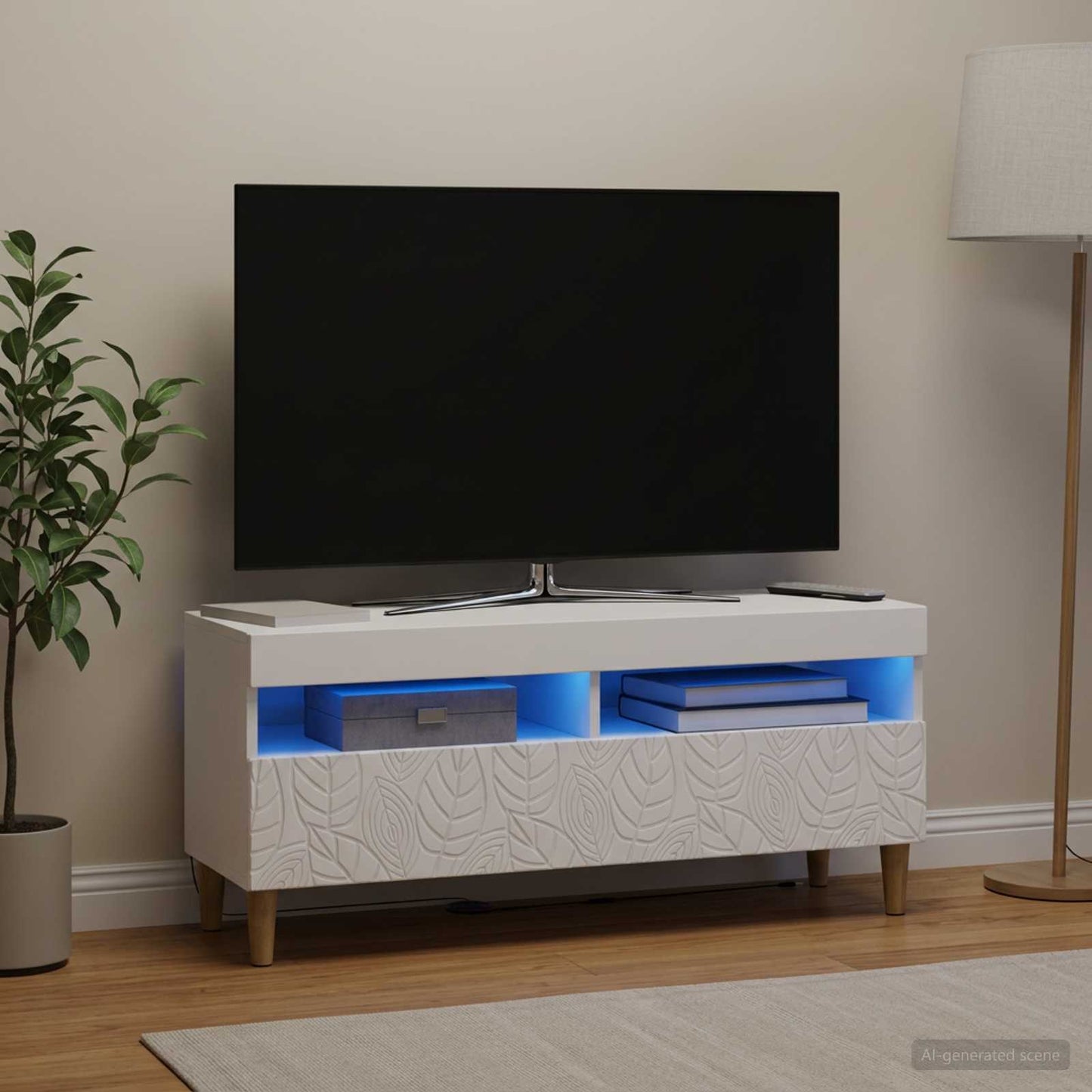LED TV Cabinet White Engineered Wood