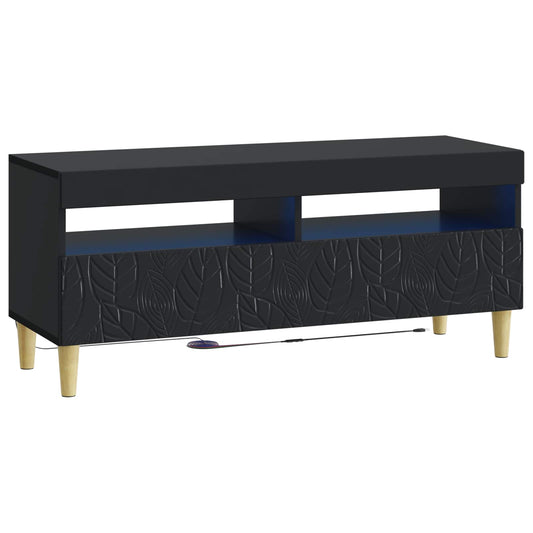 LED TV Cabinet Black Engineered Wood
