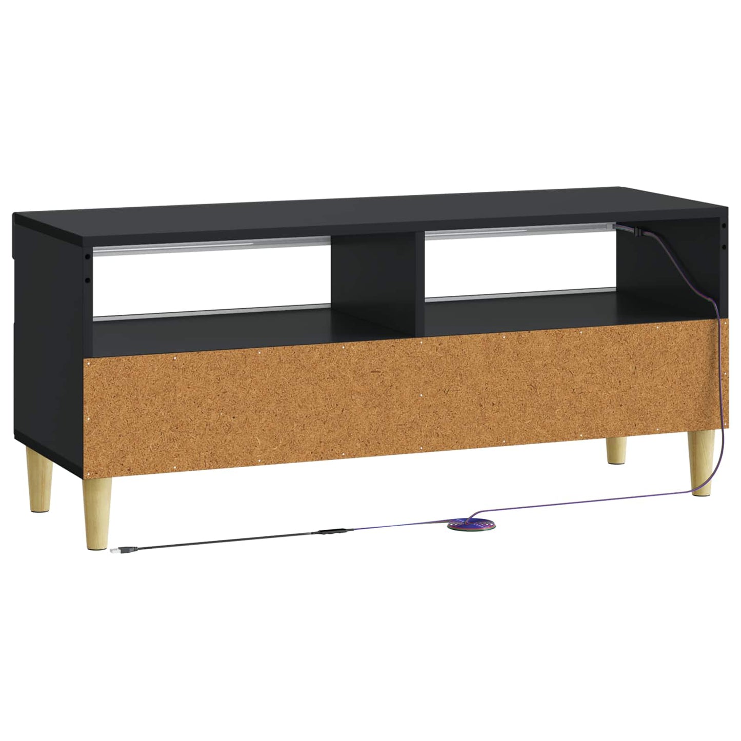 LED TV Cabinet Black Engineered Wood