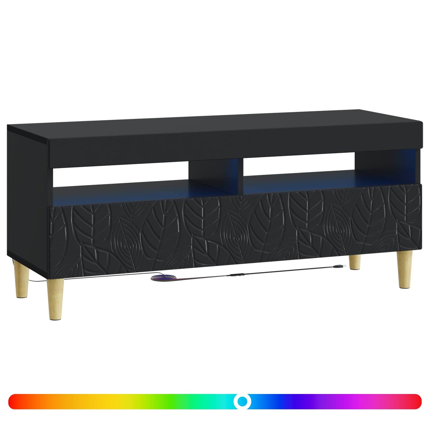 LED TV Cabinet Black Engineered Wood