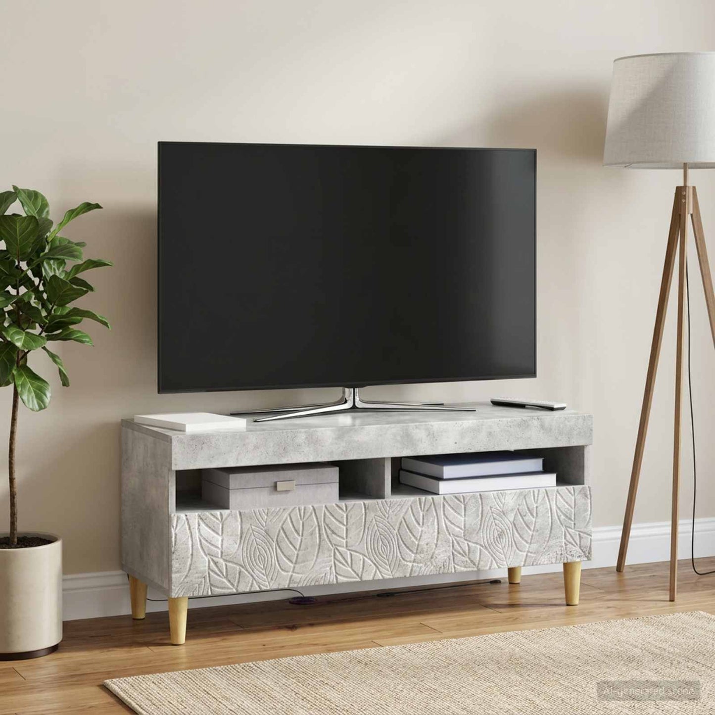 LED TV Cabinet Concrete Grey Engineered Wood