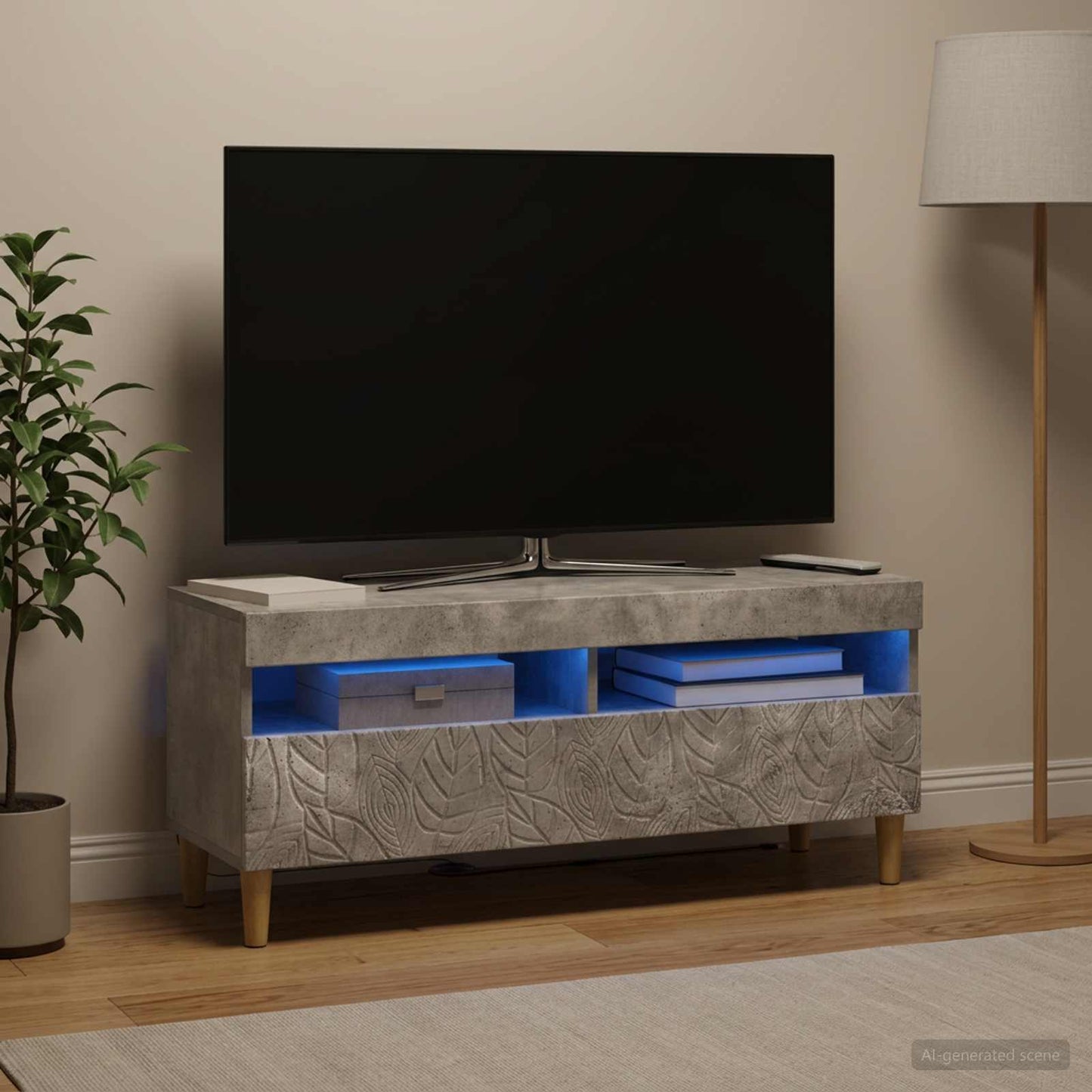 LED TV Cabinet Concrete Grey Engineered Wood