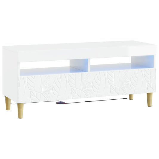 LED TV Cabinet High Gloss White Engineered Wood