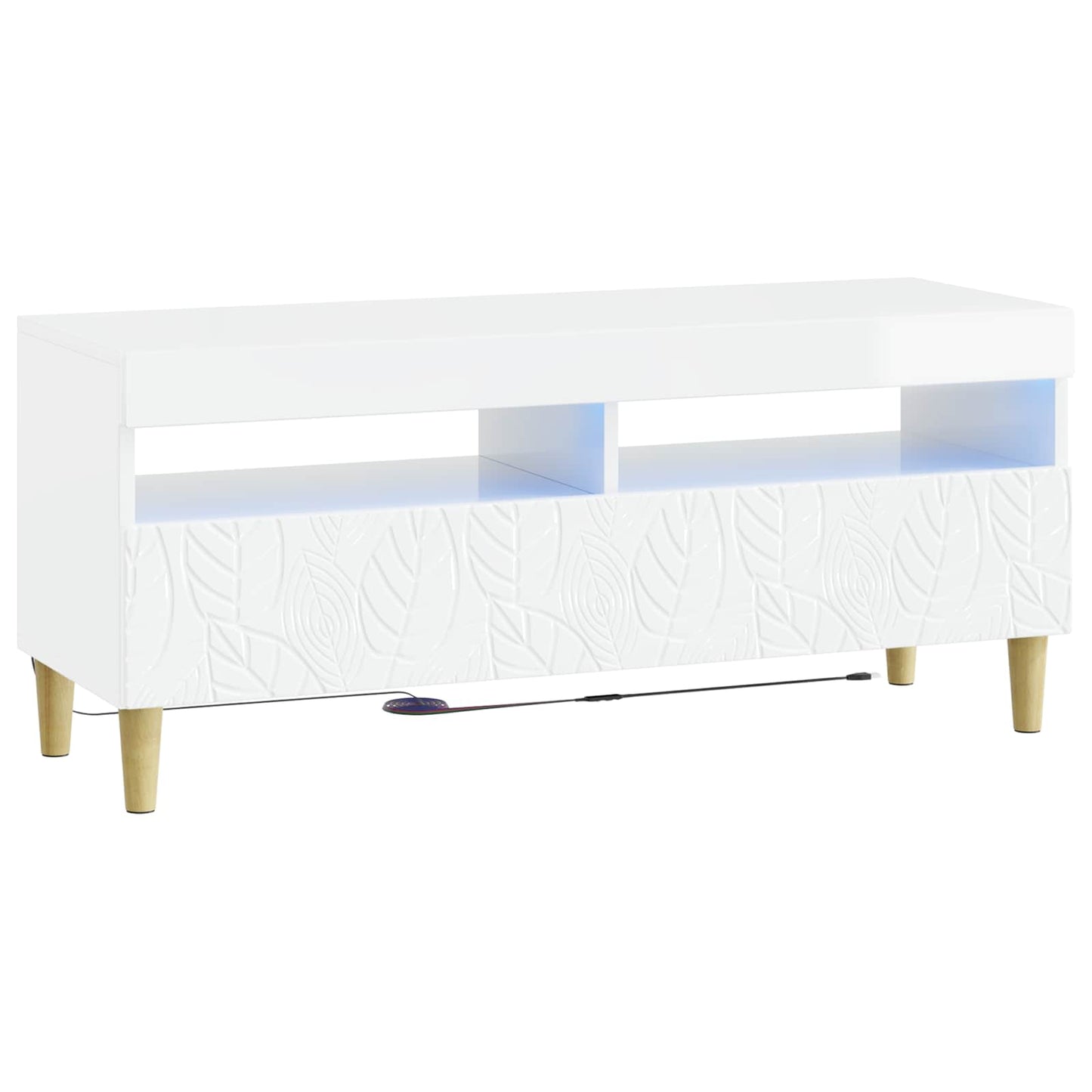 LED TV Cabinet High Gloss White Engineered Wood