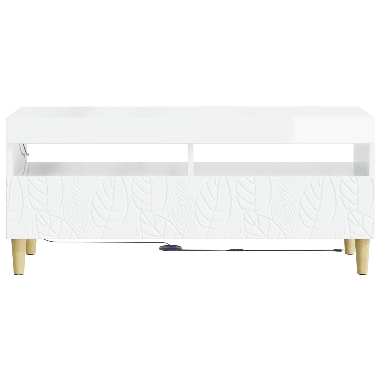 LED TV Cabinet High Gloss White Engineered Wood