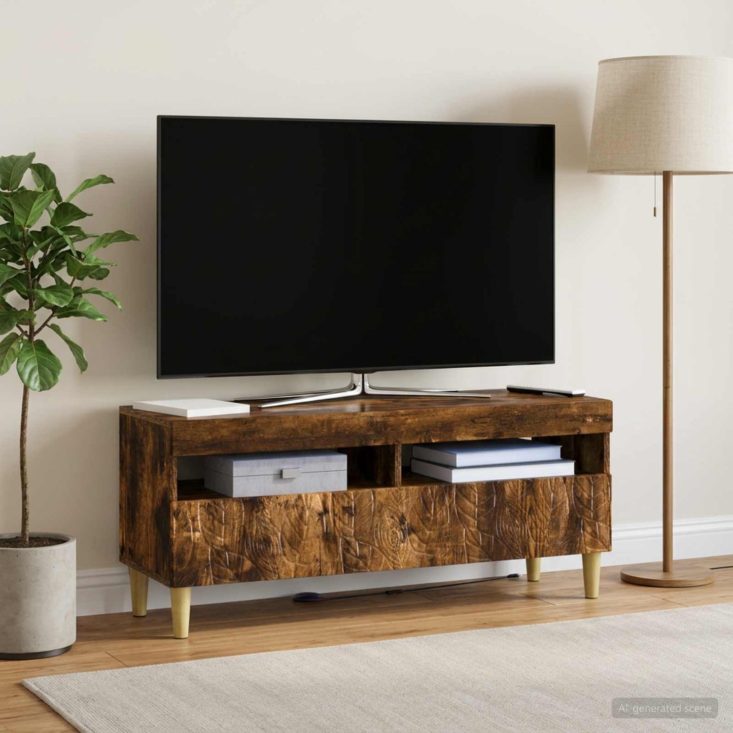 LED TV Cabinet Smoked Oak Engineered Wood