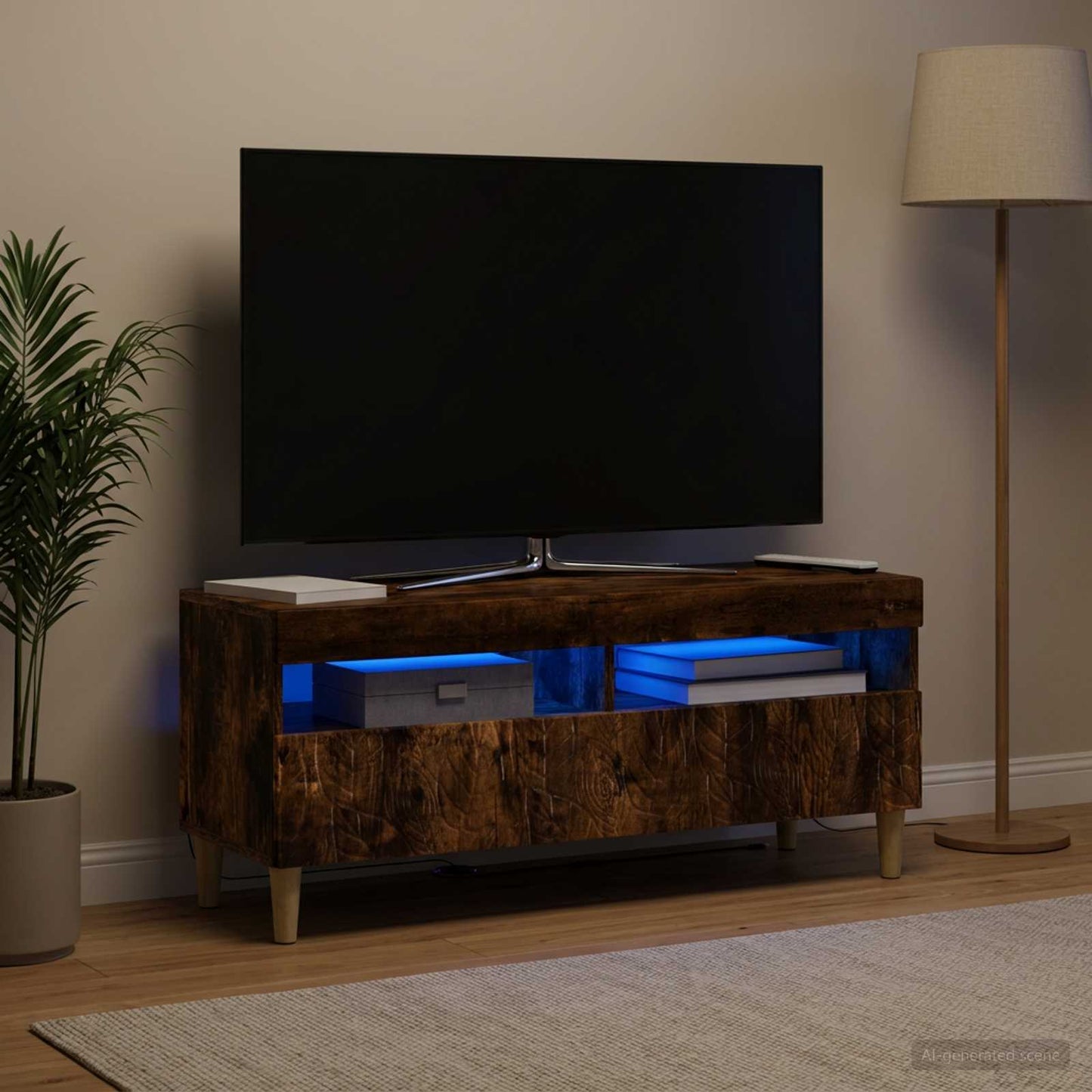LED TV Cabinet Smoked Oak Engineered Wood