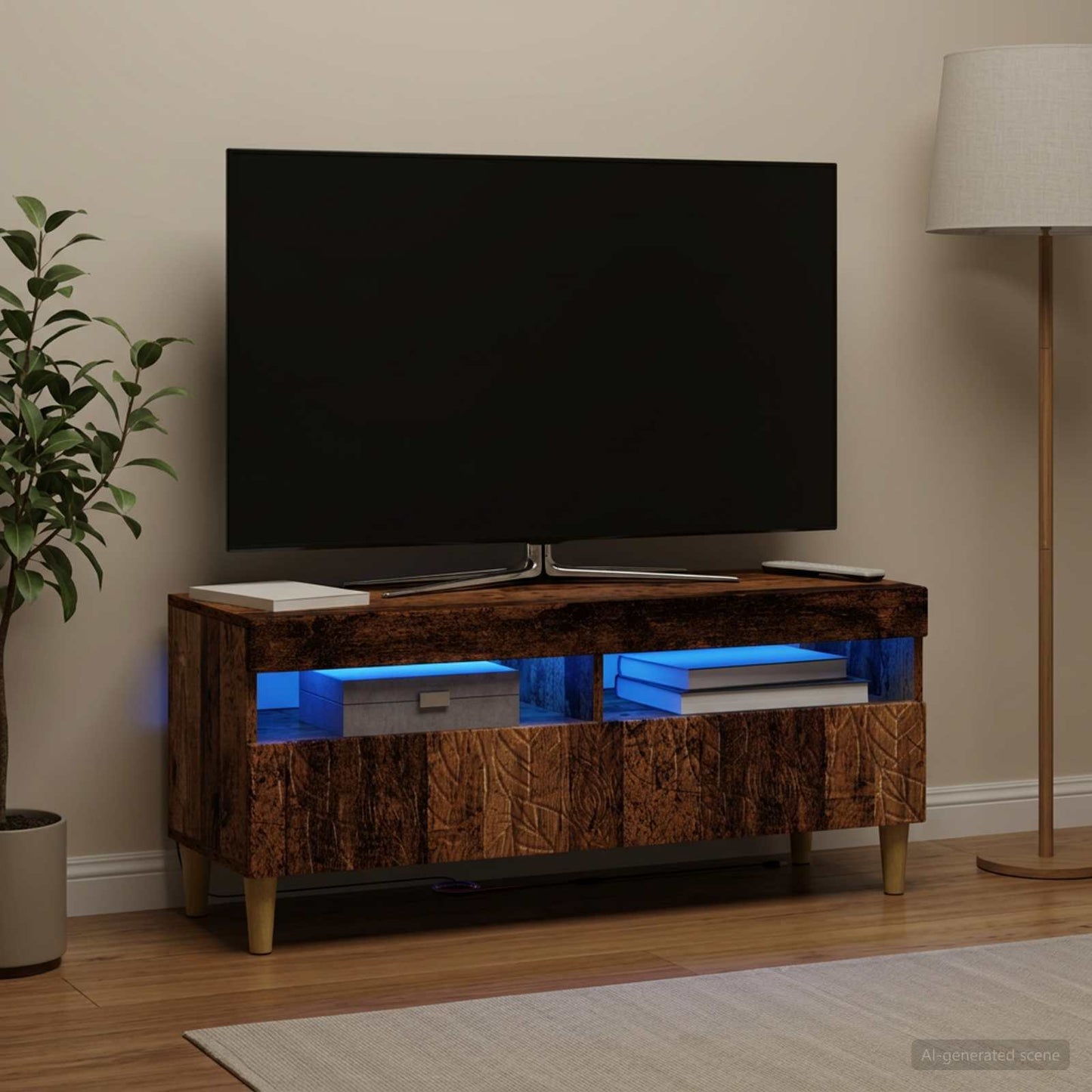 LED TV Cabinet Old Wood Engineered Wood