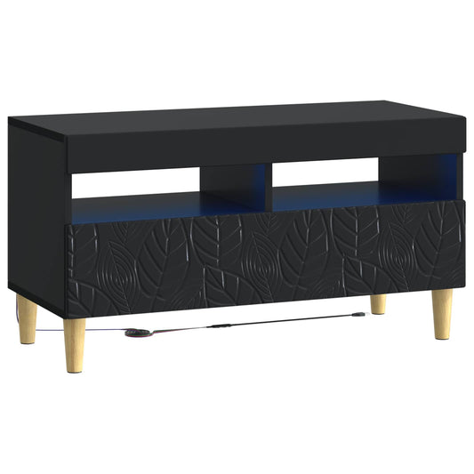 LED TV Cabinet Black Engineered Wood