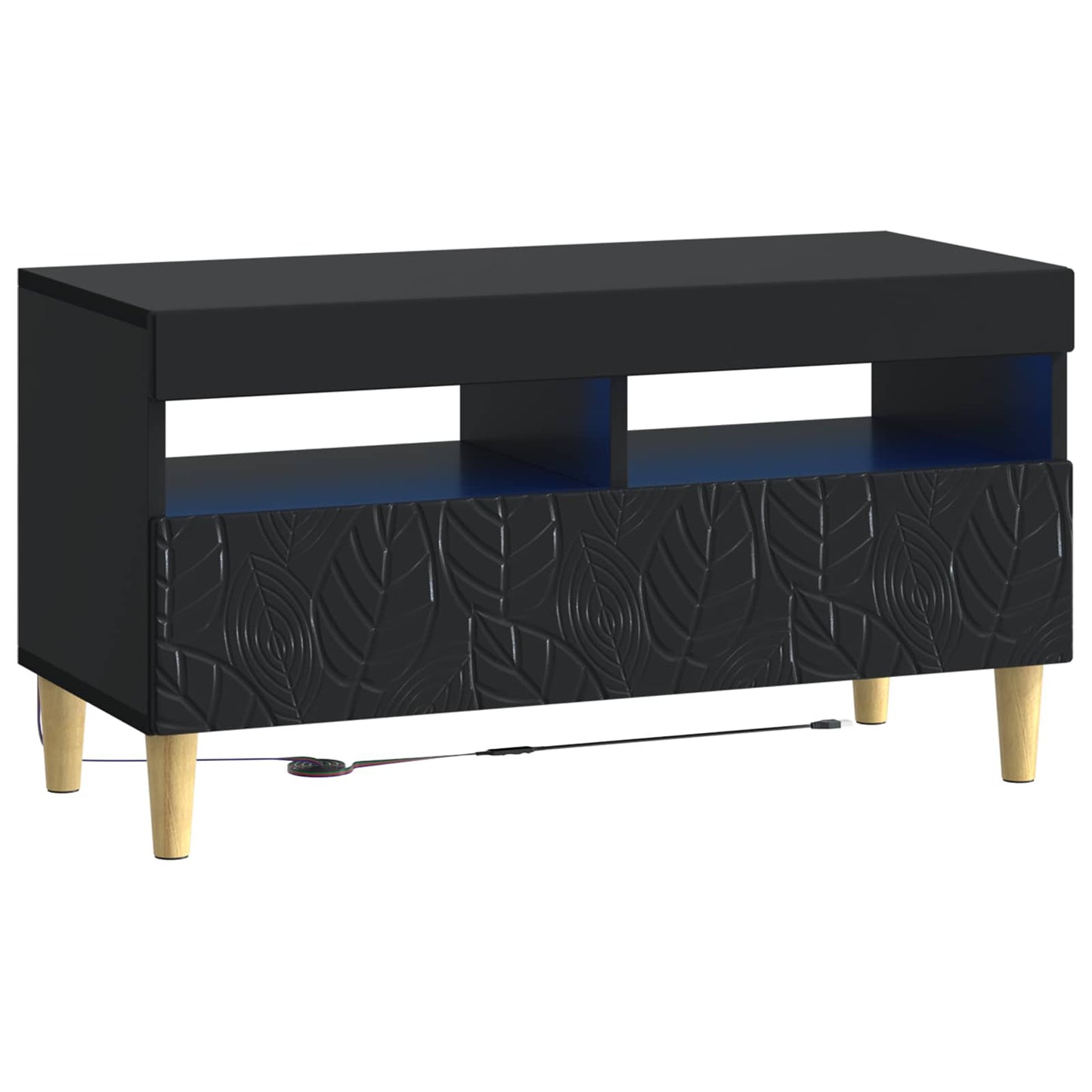 LED TV Cabinet Black Engineered Wood