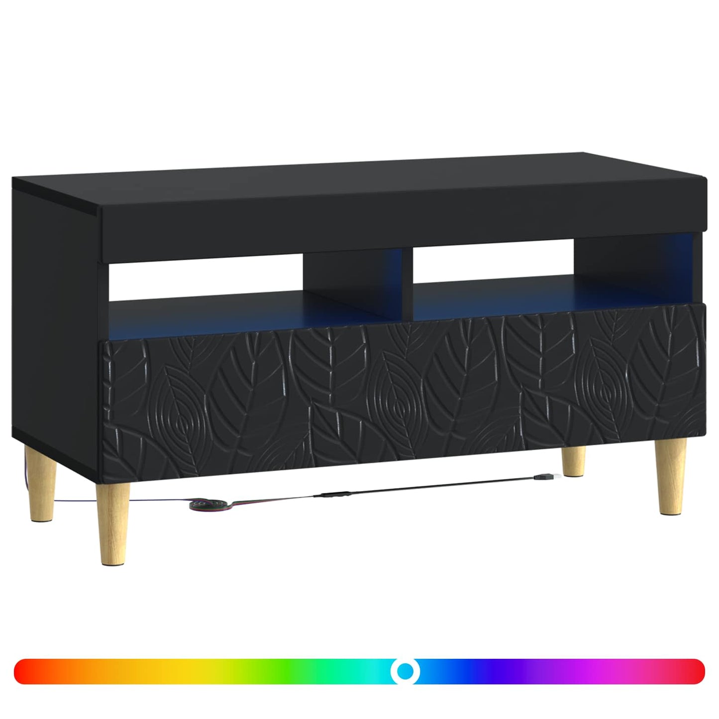 LED TV Cabinet Black Engineered Wood