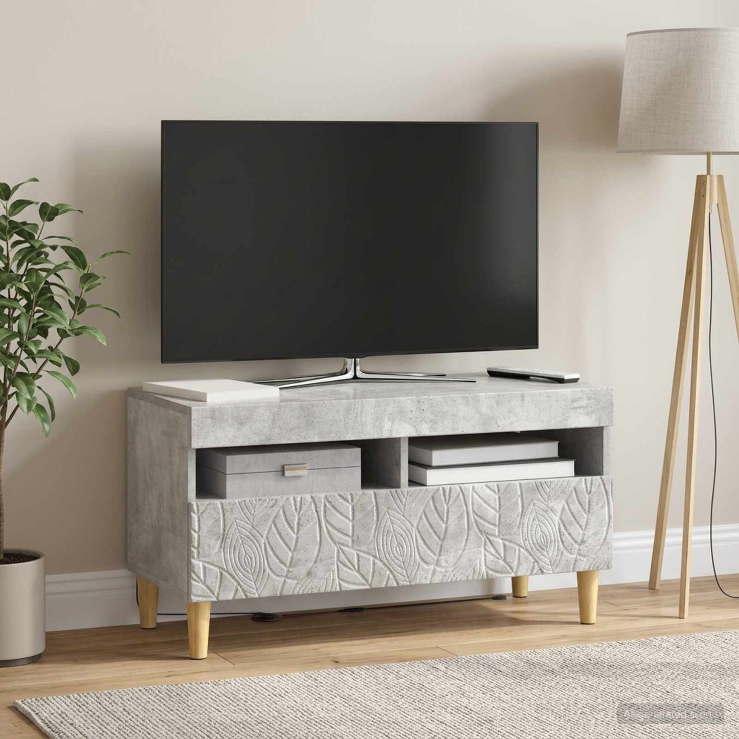 LED TV Cabinet Concrete Grey Engineered Wood