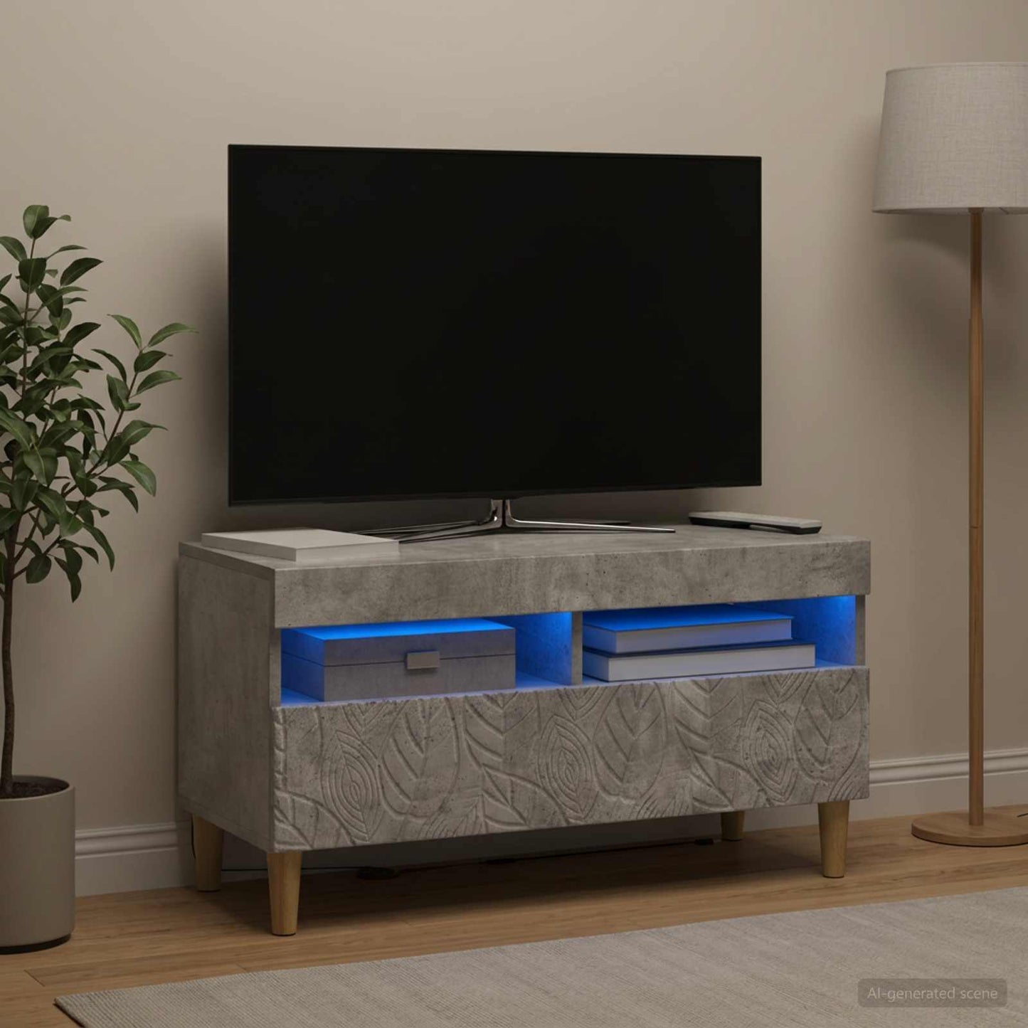 LED TV Cabinet Concrete Grey Engineered Wood