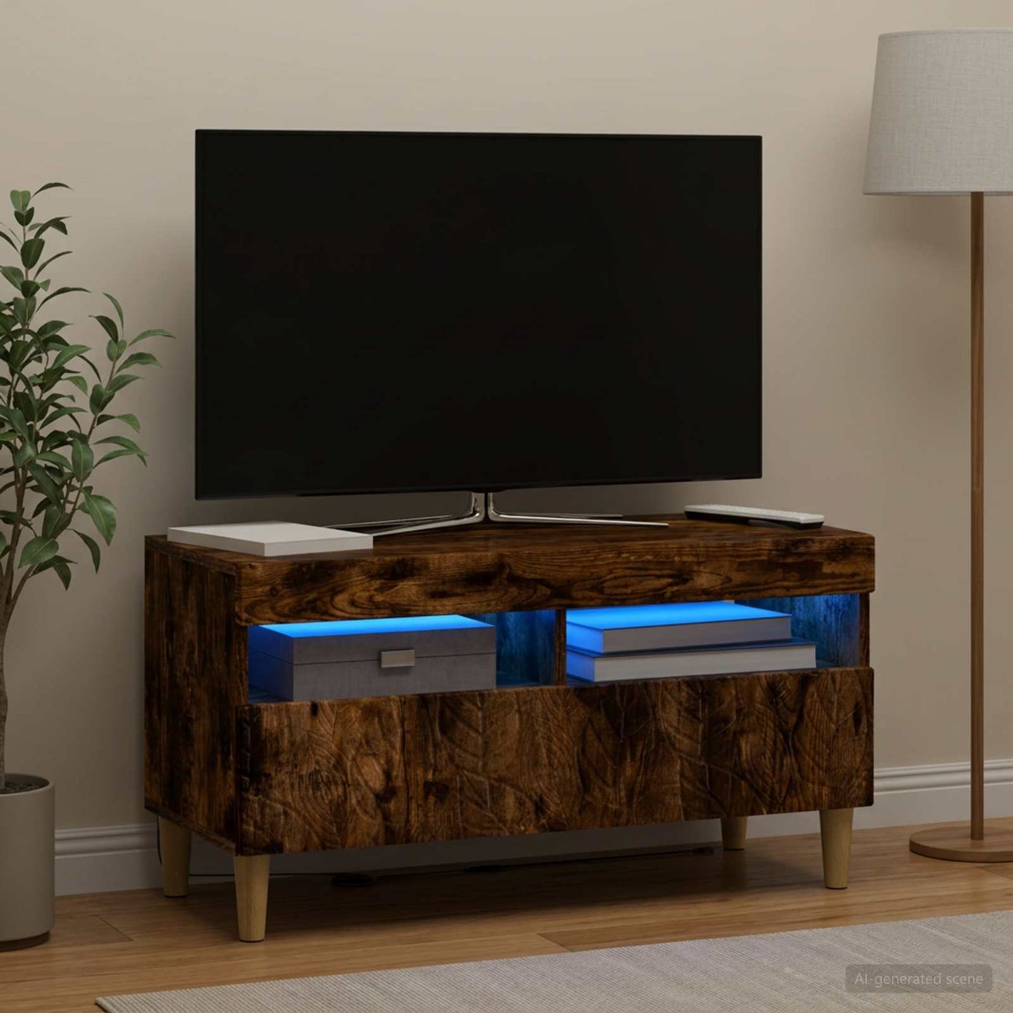 LED TV Cabinet Smoked Oak Engineered Wood