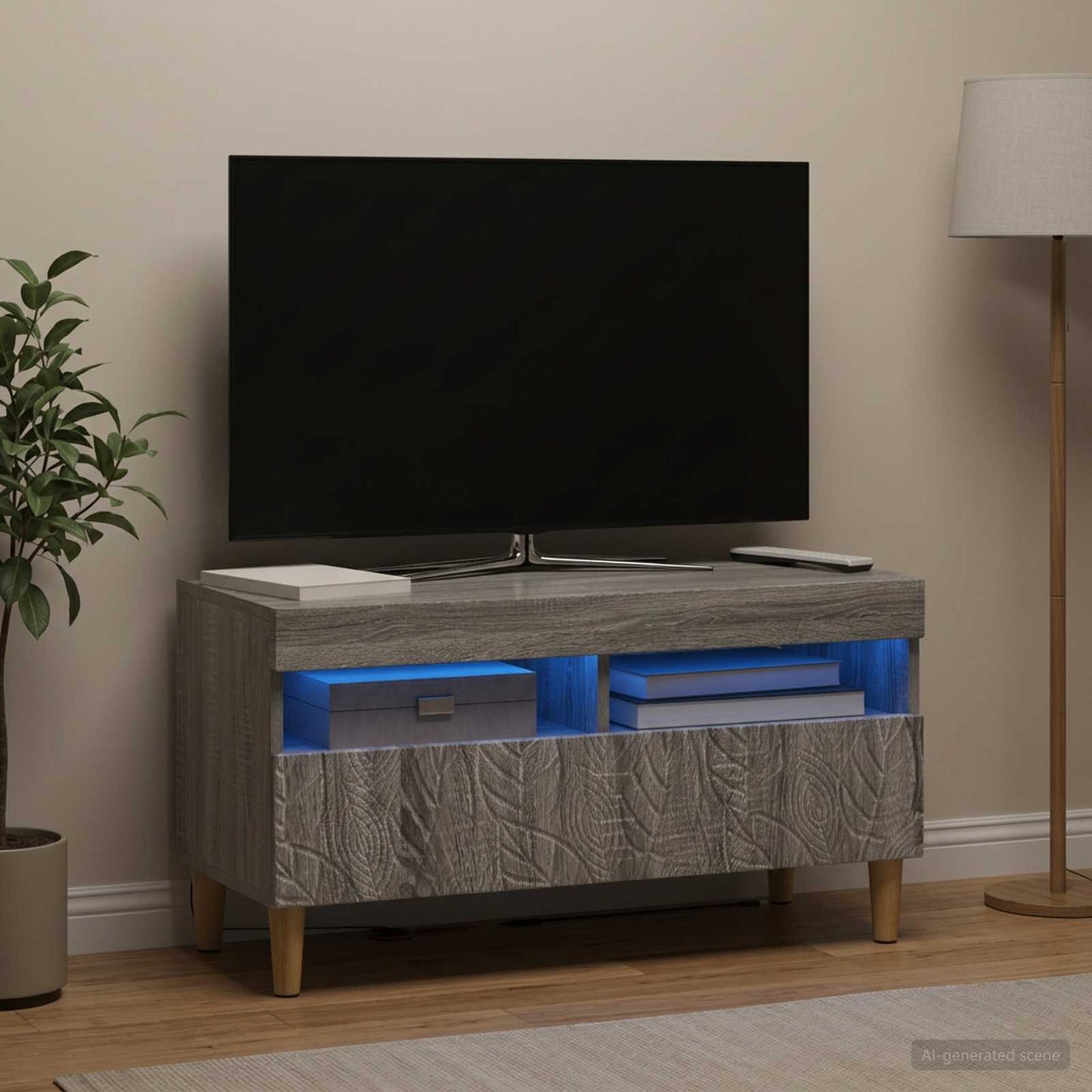 LED TV Cabinet Grey Sonoma Engineered Wood