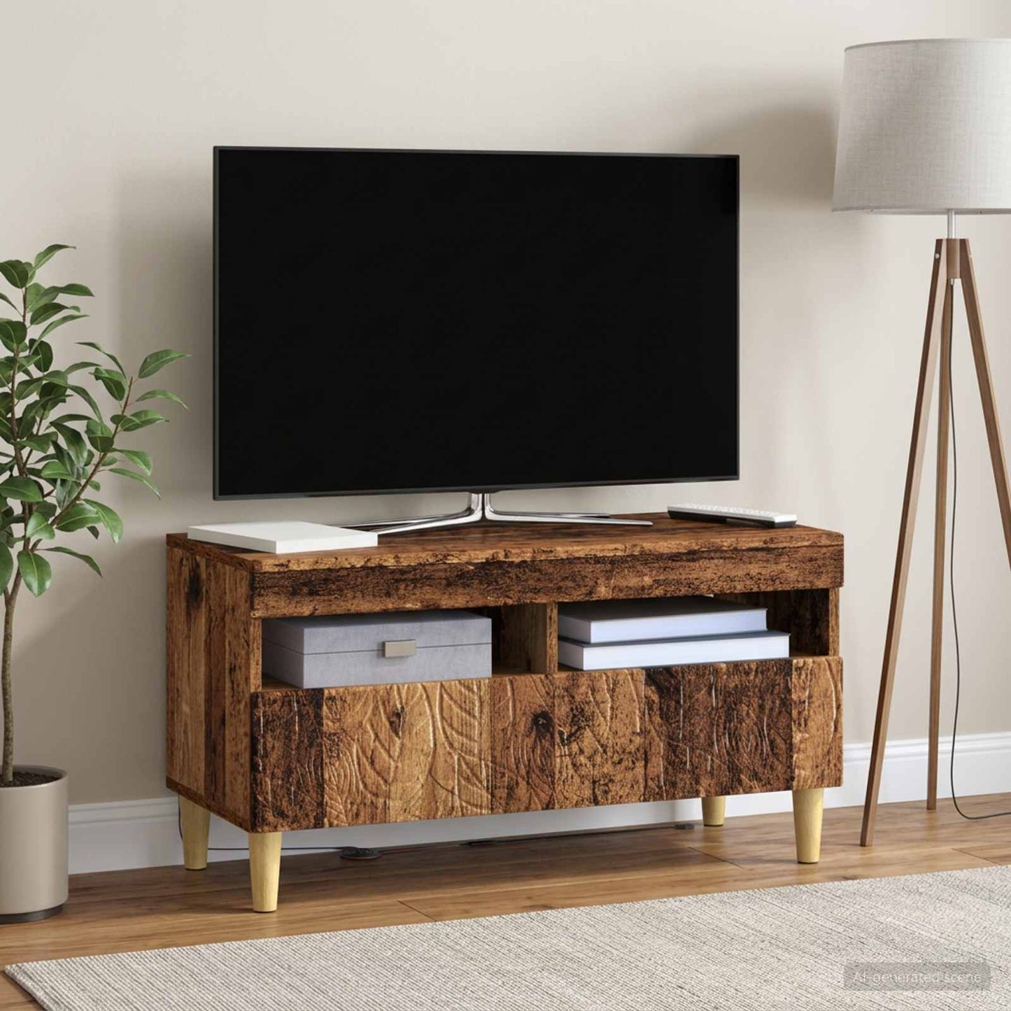 LED TV Cabinet Old Wood Engineered Wood