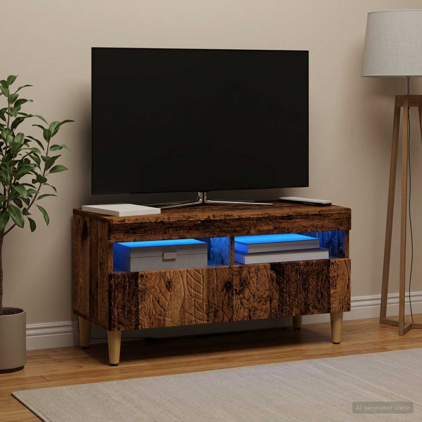LED TV Cabinet Old Wood Engineered Wood